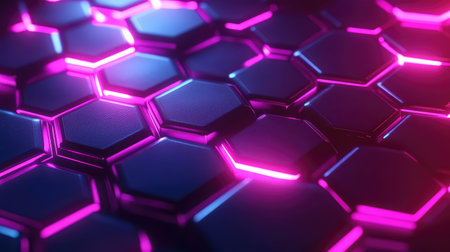 Glowing hexagons forming abstract futuristic digital technology background