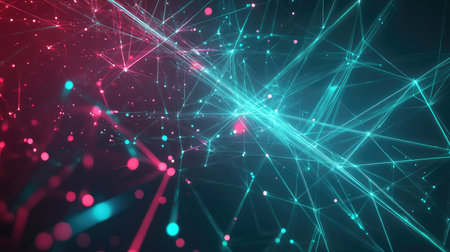 Digital network connecting glowing points and lines