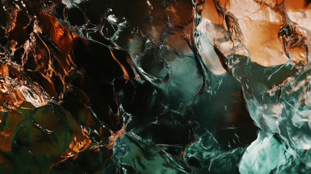 Abstract glass texture creating interesting colorful light reflectionsの写真素材