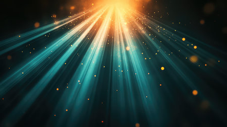 Divine light beams with glowing particles shimmering