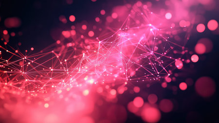 Glowing red plexus forming digital network connection abstract background concept