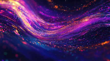Abstract flowing light particles creating energy wavesの写真素材