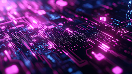 Circuit board technology conceptualizing digital data flowの写真素材