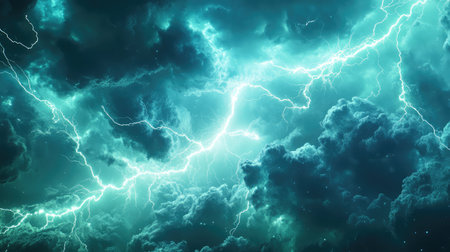 Dynamic thunderstorm sky displaying powerful lightning strikes