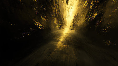 Golden pathway leading to bright light and opportunityの写真素材