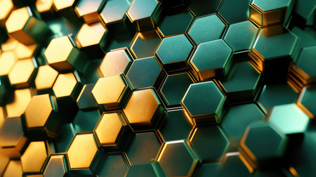 Interconnected hexagonal pattern forming abstract technology background