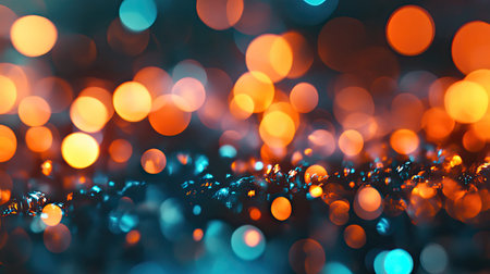 Abstract orange and blue bokeh creating festive light effect