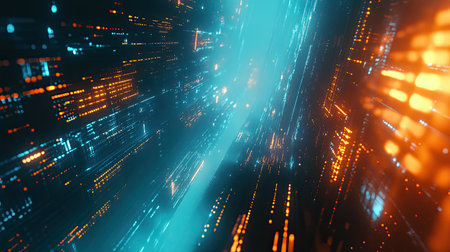 Digital data stream flowing through network cyberspace