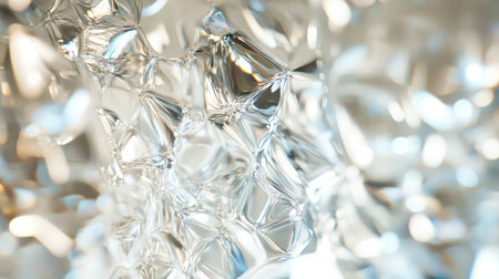 Abstract clear glass reflecting light rendering backgroundの写真素材