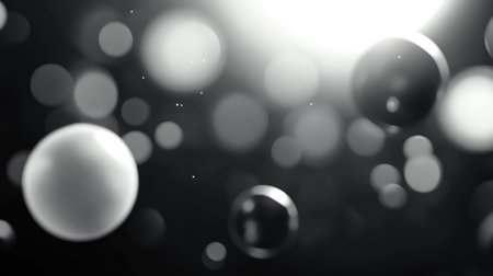 Abstract spheres floating in dark black background