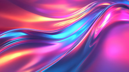 Holographic liquid metal surface reflecting vibrant colorsの写真素材