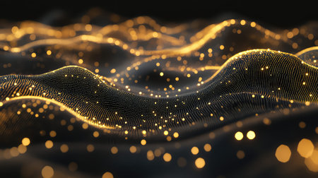 Digital data network connecting golden particles stream