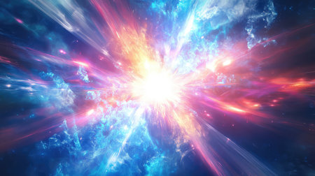 Cosmic explosion creating energy and colorful abstract nebula