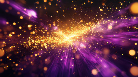 Golden light particles streaking with purple energy rays