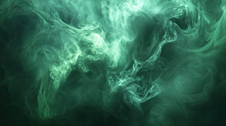 Green abstract energy substance flowing dark background