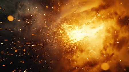 Explosive energy bursting with fiery sparks and power