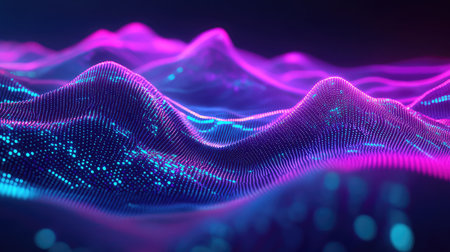 Digital landscape connecting data particles network