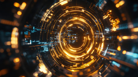 Digital data tunnel forming abstract technology background