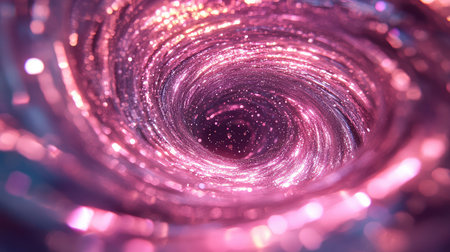 Pink glittering vortex spiral abstract background swirling bokeh