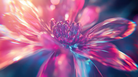 Crystal flower reflecting vibrant light and vibrant colors