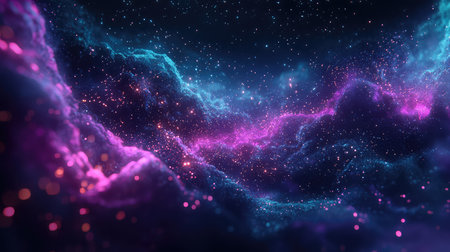 Vibrant glowing cosmic nebula with sparkling stardust particles