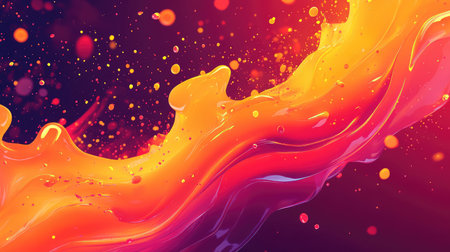 Dynamic liquid wave splashing vibrant warm colors