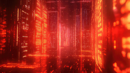 Abstract digital tunnel showing futuristic data streams connecting