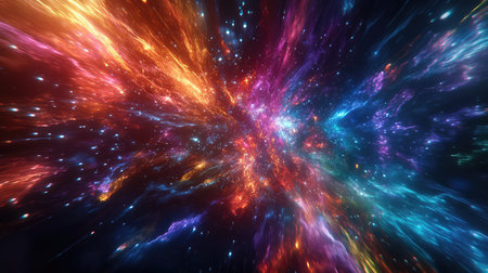 Cosmic explosion expanding vibrant stardust and nebula