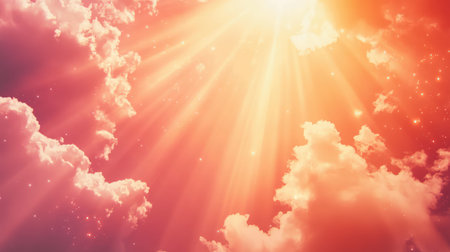 Heavenly light shining through vibrant cloudscape