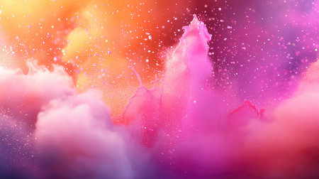 Vibrant color dust explosion creating abstract background