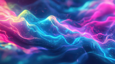 Digital abstract light waves creating vibrant glowing patterns