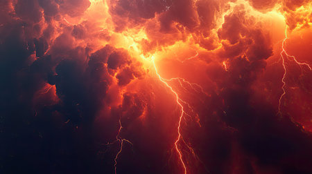 Explosive thundercloud displaying dramatic lightning and extreme weatherの写真素材
