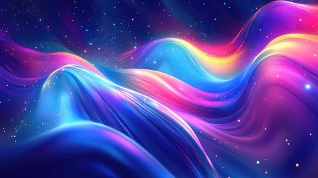 Abstract waves creating dynamic colorful light spectrum