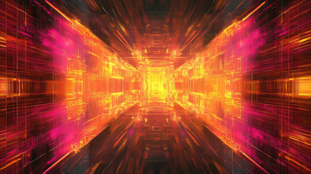 Abstract glowing data tunnel light speed matrix
