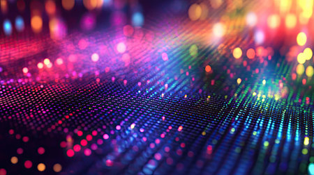 Digital wave creating vibrant light particles background