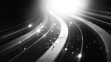 Optical fiber data streaming light abstract backgroundの写真素材