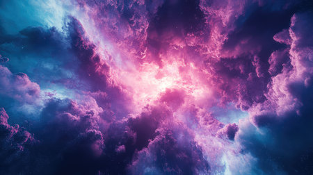 Cosmic nebula creating vibrant pink and blue stardust clouds