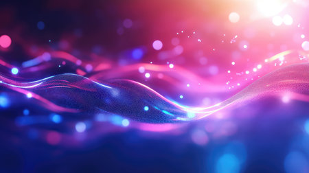 Digital wave flowing with data stream and particlesの写真素材