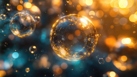 Glowing spheres representing global network and innovation