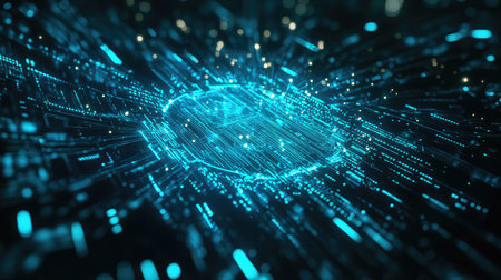 Artificial intelligence brain processing digital data information