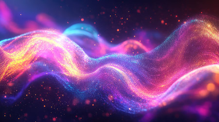 Abstract particle wave creating vibrant digital light flow