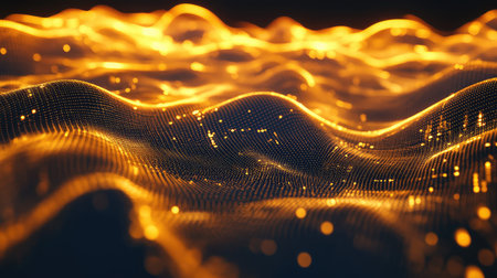 Digital wave creating data stream and futuristic technology background