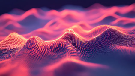 Abstract wave pattern forming vibrant digital data landscape