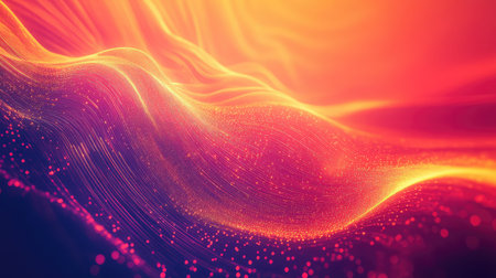 Abstract flowing waves of data and light particlesの写真素材