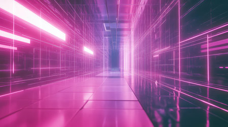 Futuristic digital tunnel creating cyberspace network connection
