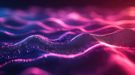 Digital wave particles creating abstract data communication visualization