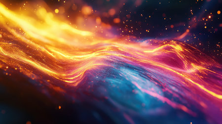 Abstract glowing waves of energy flowing through space