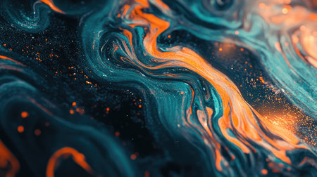 Abstract marble liquid paint creating swirling patternsの写真素材