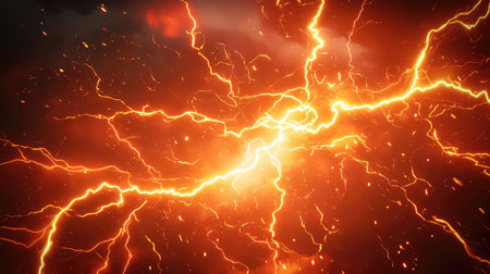 Powerful energy bolt illuminating abstract electrical dischargeの写真素材