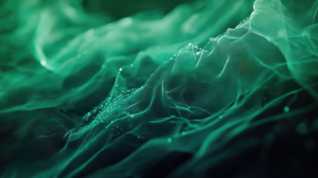 Green digital wave flowing particles data stream